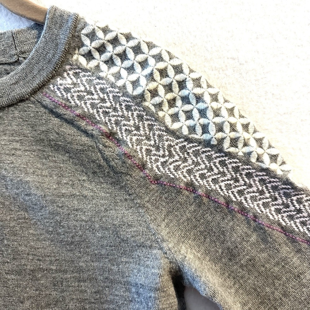 J. Crew Gray Patterned Crew Neck Sweater